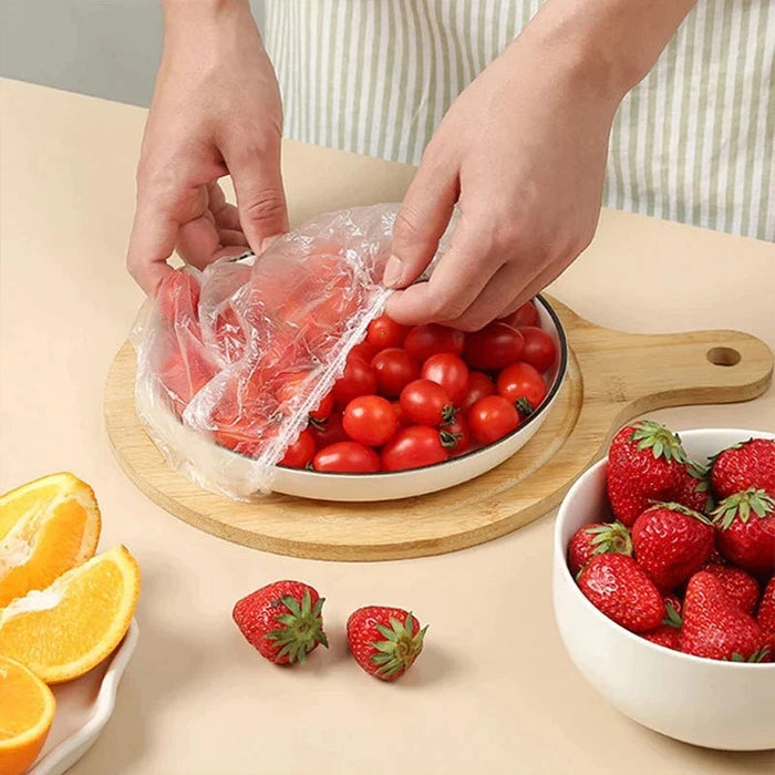 100 Pcs Fresh Keeping Disposable Cling Plastic Bags For Food Preservation