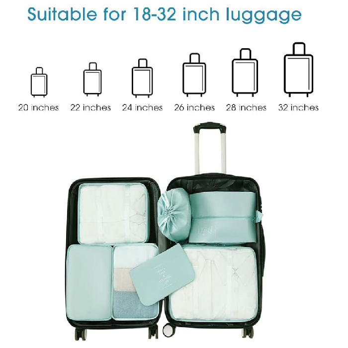 10 Pcs/Set Travel Packing Organizer Bags for Luggage Suitcase suitable for 32inch luggage