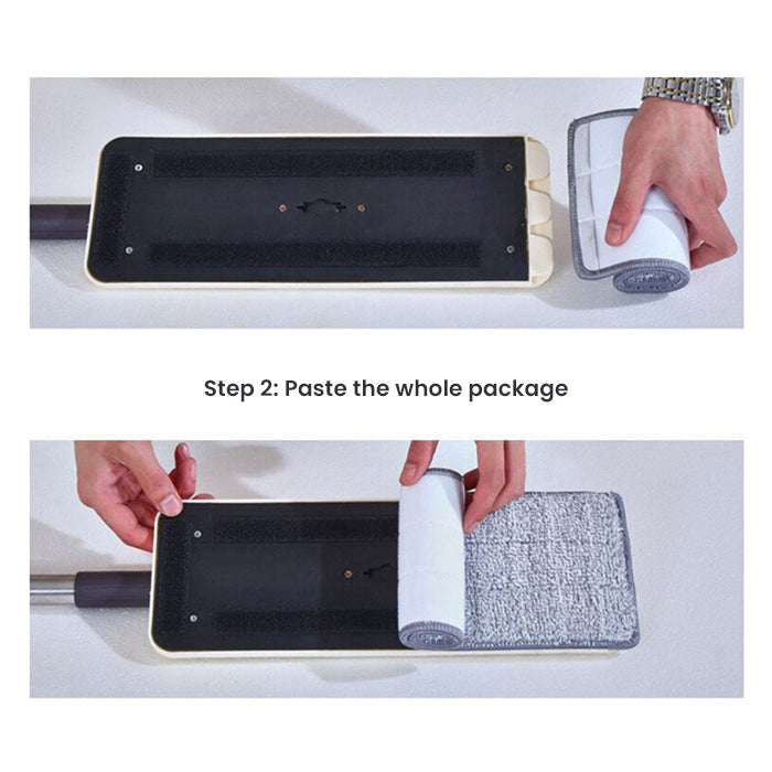 360° 2in1 Flat Mop - Self-Wash And Squeeze Dry Flat Mop With Bucket 2 Mop Pads paste the whole package