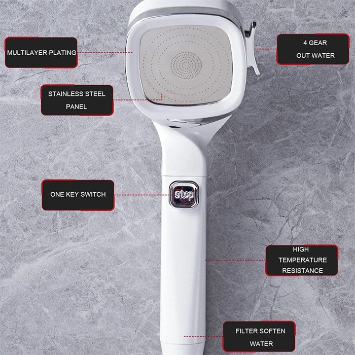 4 Modes High Pressure Shower Head, Water Saving Adjustable Shower with Filter uses
