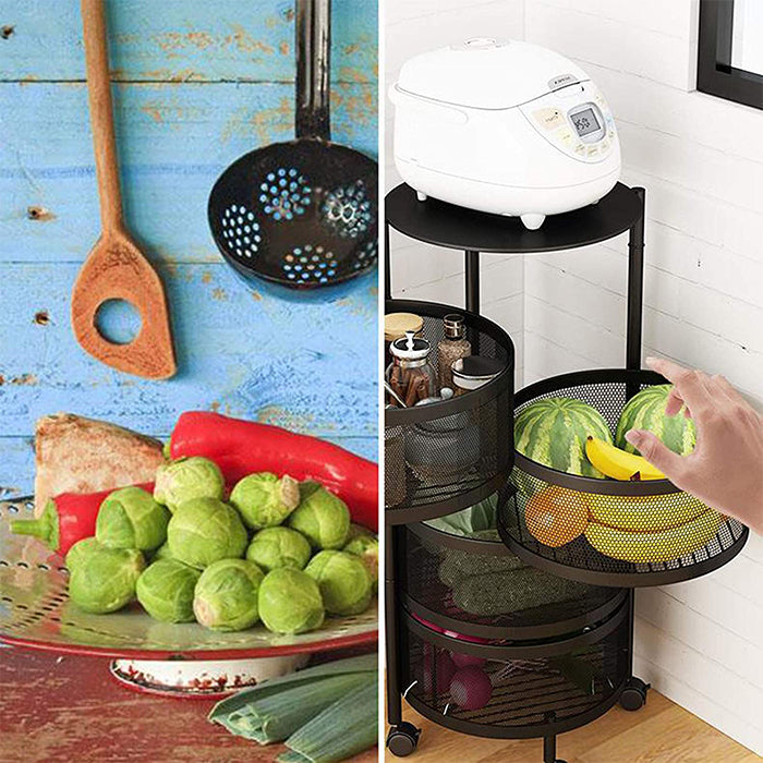 4 Tier Kitchen Storage Rotatable Rack vegetables