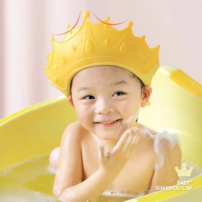 Baby Shower Cap,Baby Shampoo Shower Bath Soft Cap For Kids Adjustable Silicone Crown