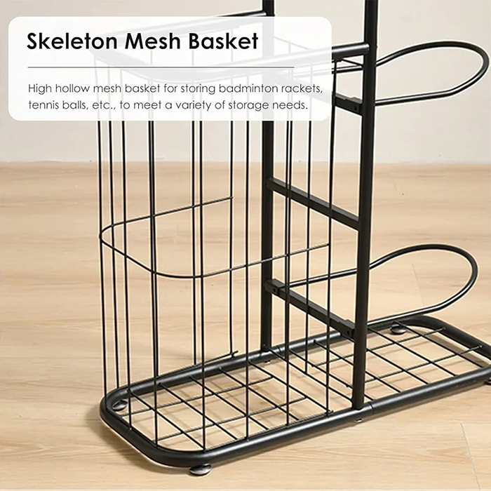 Ball Storage Rack, Basketball Football Volleyball Badminton Racket Storage Stand mesh basket