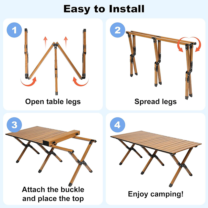 Camping Table with Bag, Lightweight Camp Table That Fold Up Easy install