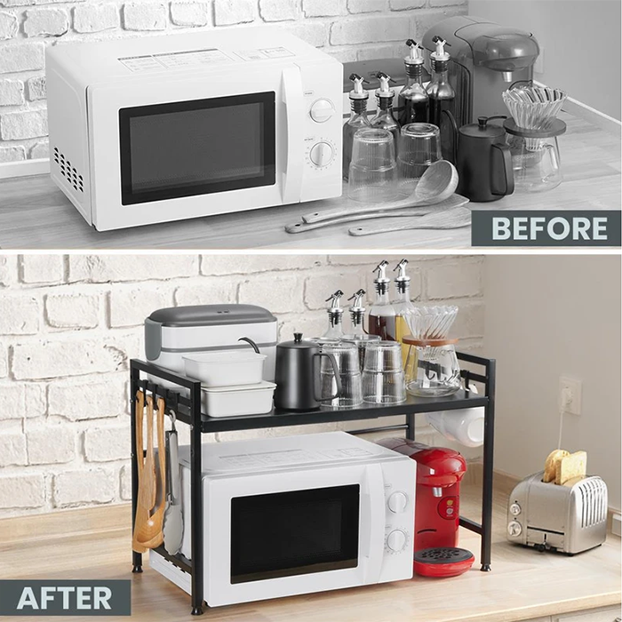  Counter-top Microwave Oven Rack - 1 Tier before and after