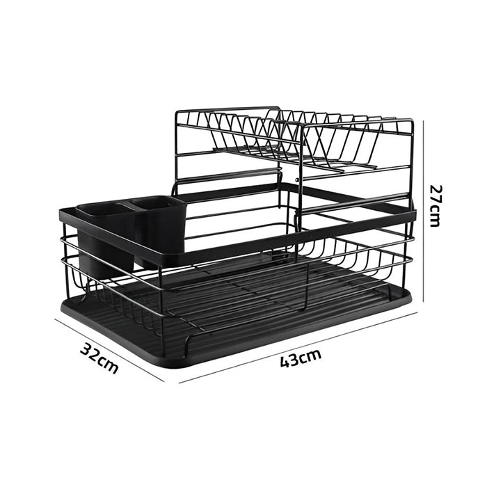 Dish Drying Rack, Countertop Dish Storage Holder, Dish Organizer For Kitchen black dimension