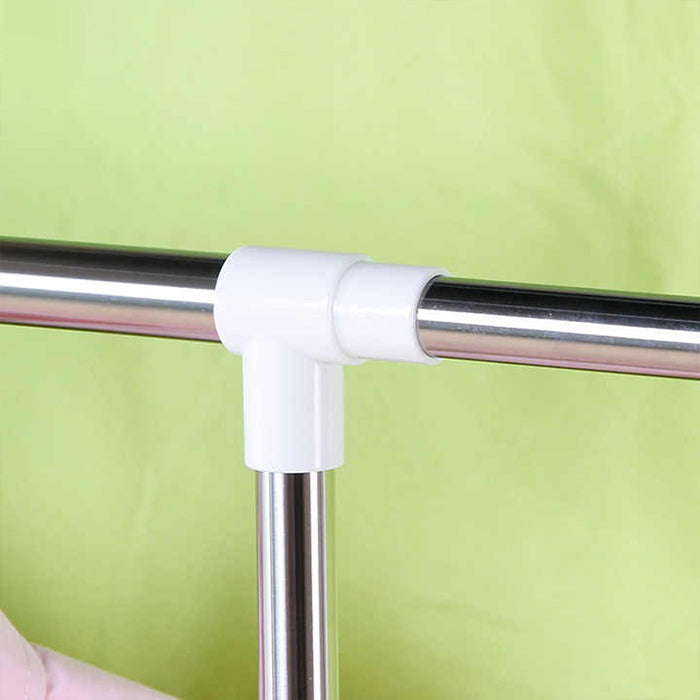Double Rods Clothes Drying Stand, Garment Rack with Wheels Height Adjustable Hanger strong