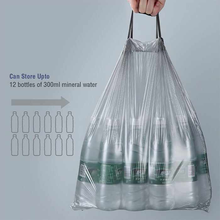 Drawstring Garbage Bags - Household Disposable Trash Pouches [5 Rolls] can store 12 bottles of 300ml