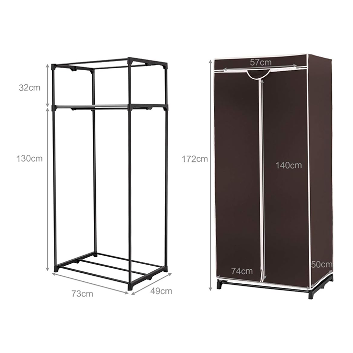 Freestanding Wardrobe - Portable Closet Shelf Storage with Dress Hanging Rack  practical cover dimensions