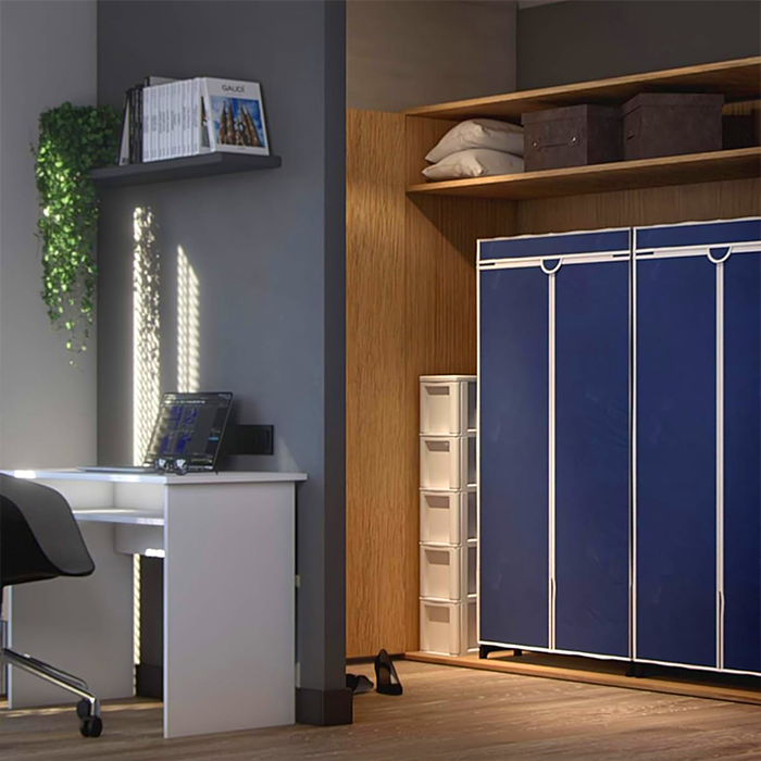 Freestanding Wardrobe - Portable Closet Shelf Storage with Dress Hanging Rack  strong