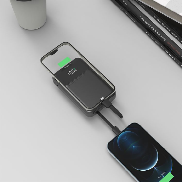  Green Lion 3-in-1 10000mAh Power Bank features wireless fast charging, built-in cables Short Circuit Protection
