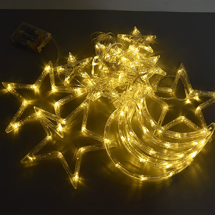 LED Star and Moon String Ramadan Decorative Lights for Indoor & Outdoor - 3.5 Meter