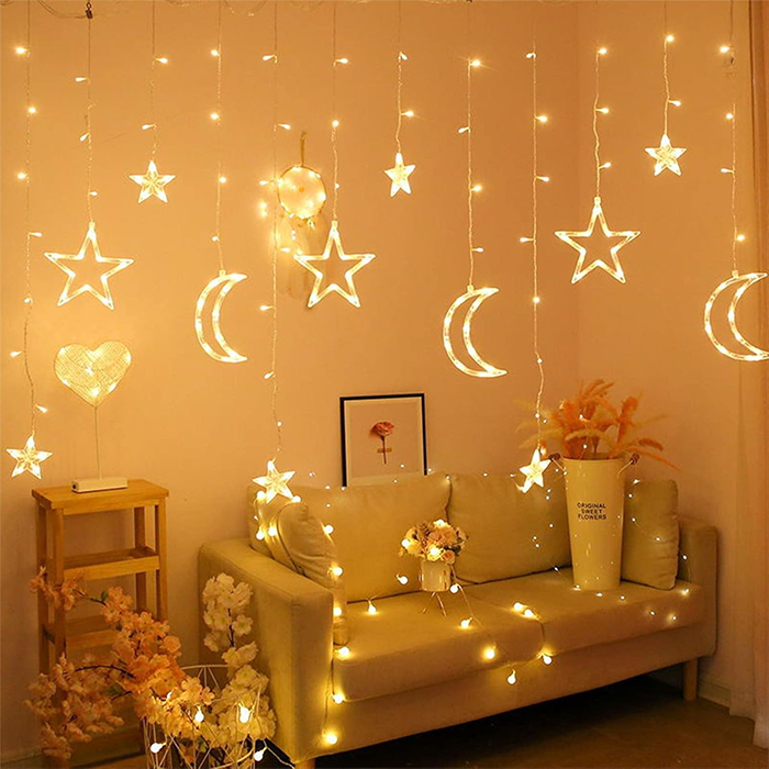 LED Star and Moon String Ramadan Decorative Lights for Indoor & Outdoor - 3.5 Meter