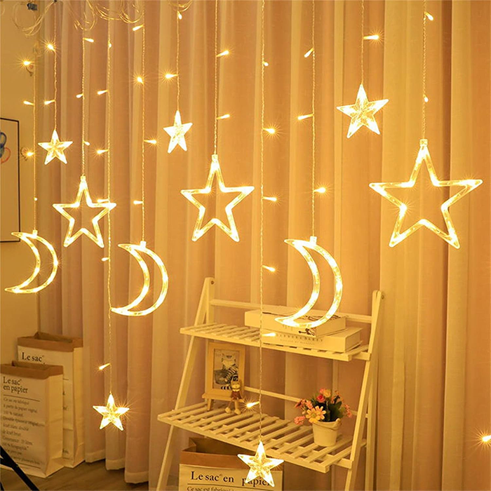 LED Star and Moon String Ramadan Decorative Lights for Indoor & Outdoor - 3.5 Meter