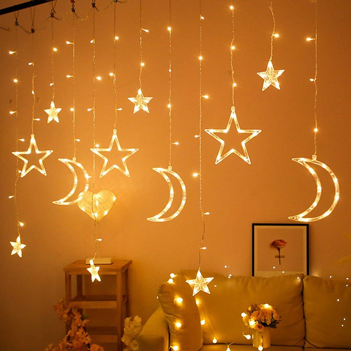 LED Star and Moon String Ramadan Decorative Lights for Indoor & Outdoor - 3.5 Meter