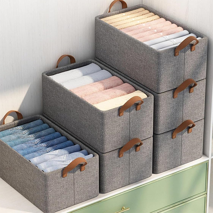 Large Storage Baskets for Shelves, Metal Frame Cloth Wardrobe Storage Organizer versatile storage