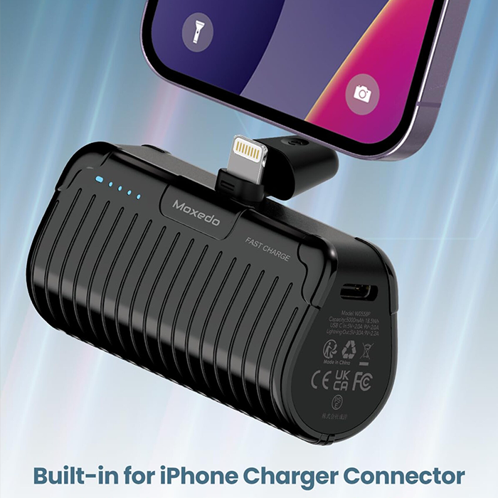 Moxedo Capsule 5000 mAh Mini Power Bank 20W Portable Charger Built-in USB-C Connector Durable