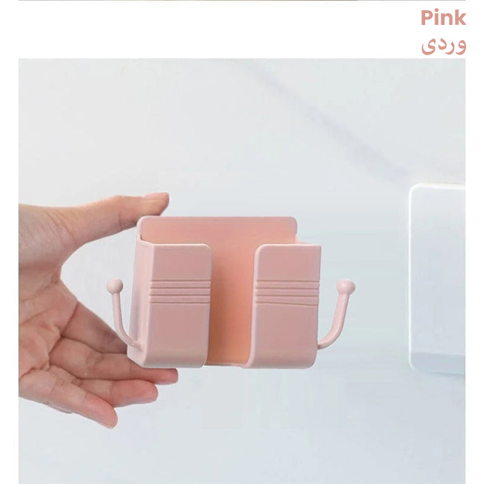 Multi Purpose Bed Side Wall Mount Mobile Phone Holder with Hook pink