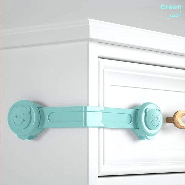 Pack of 2 Pcs Kids Cabinet Lock Child Safety Proof Security Protector Drawer Cabinets transparent Green