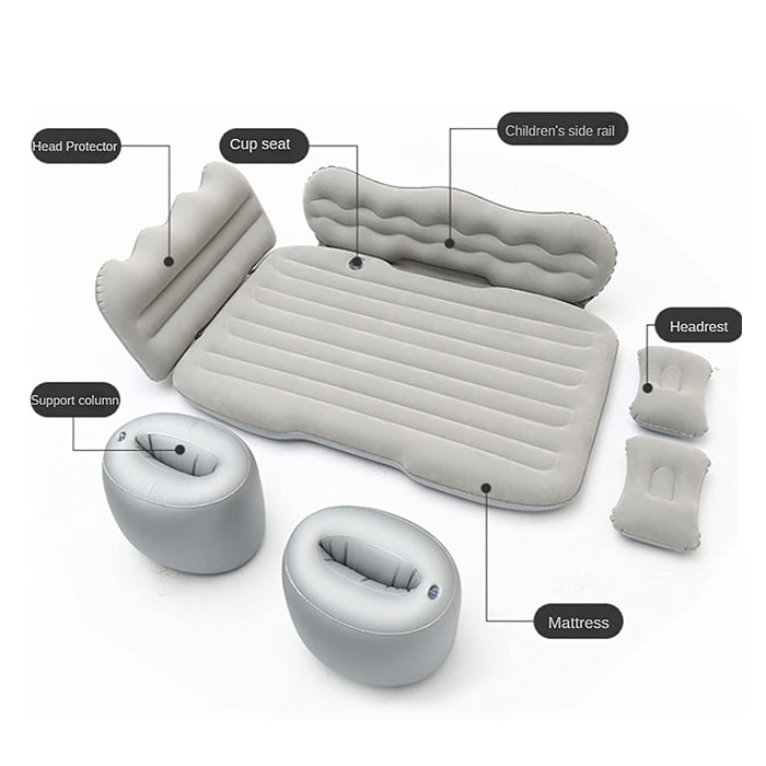 Portable Travel Inflatable Car Bed - Foldable Mattress with Pillows, Head Guard and Pump dimensions