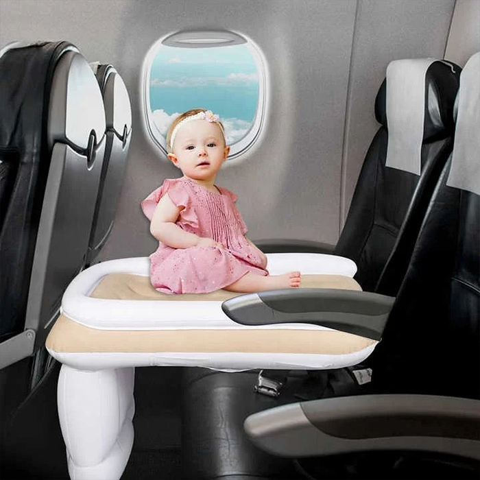 Portable Baby Air Bed - Car, Flight Inflatable Travel Bed for Kids, Infants with Pump, Seat Belt, Carry Bag
