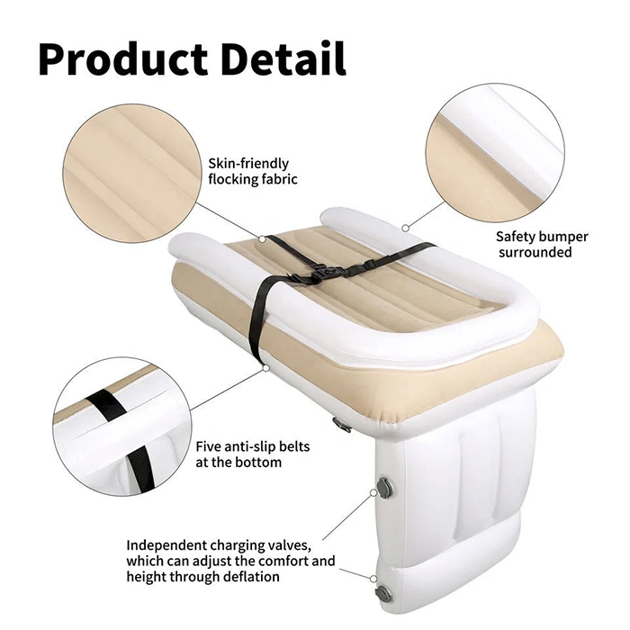 Portable Baby Air Bed - Car, Flight Inflatable Travel Bed for Kids, Infants with Pump, Seat Belt, Carry Bag about product