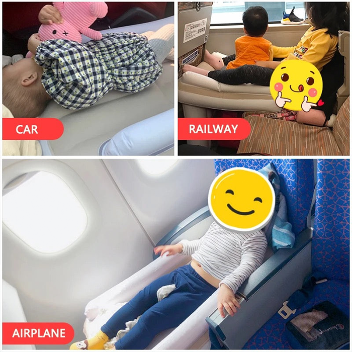 Portable Baby Air Bed - Car, Flight Inflatable Travel Bed for Kids, Infants with Pump, Seat Belt, Carry Bag comfortable