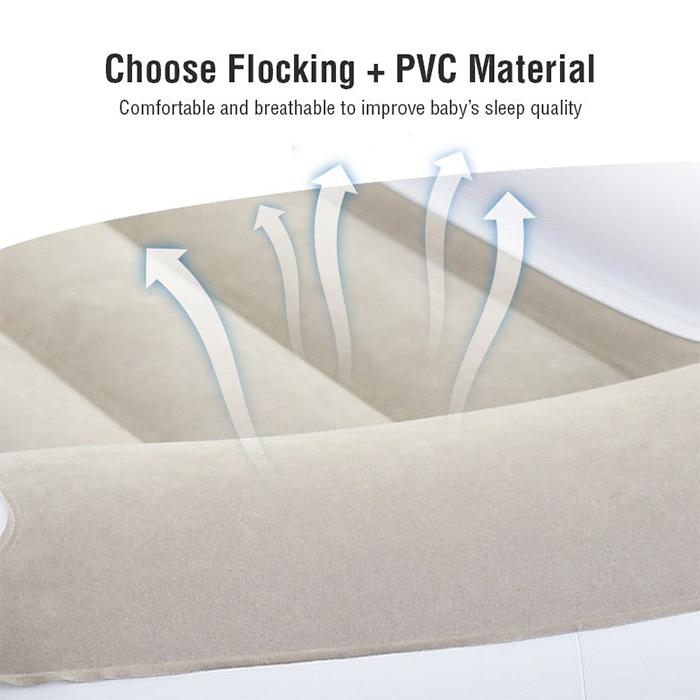 Portable Baby Air Bed - Car, Flight Inflatable Travel Bed for Kids, Infants with Pump, Seat Belt, Carry Bag pvc material
