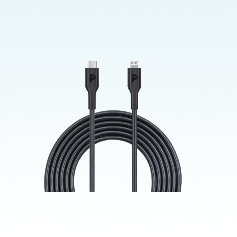 Power up with the Powerology Type-C to Lightning Cable PD 60W Black