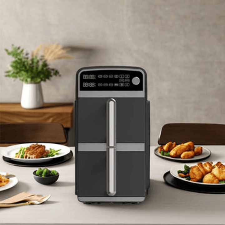 Powerful 2400W air fryer with dual 5L compartments for cooking two dishes at once  LED Display