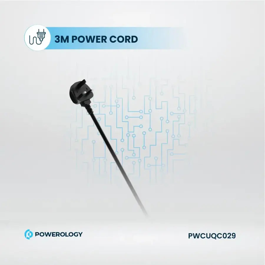 Powerology 2500w 4 AC Power Strip with Built-In Retractable Cable 3M Power cord