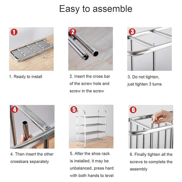 Premium 4-Layer Stylish Quick Assembly Stainless Steel Shoe Organizer For Hallway easy to assemple