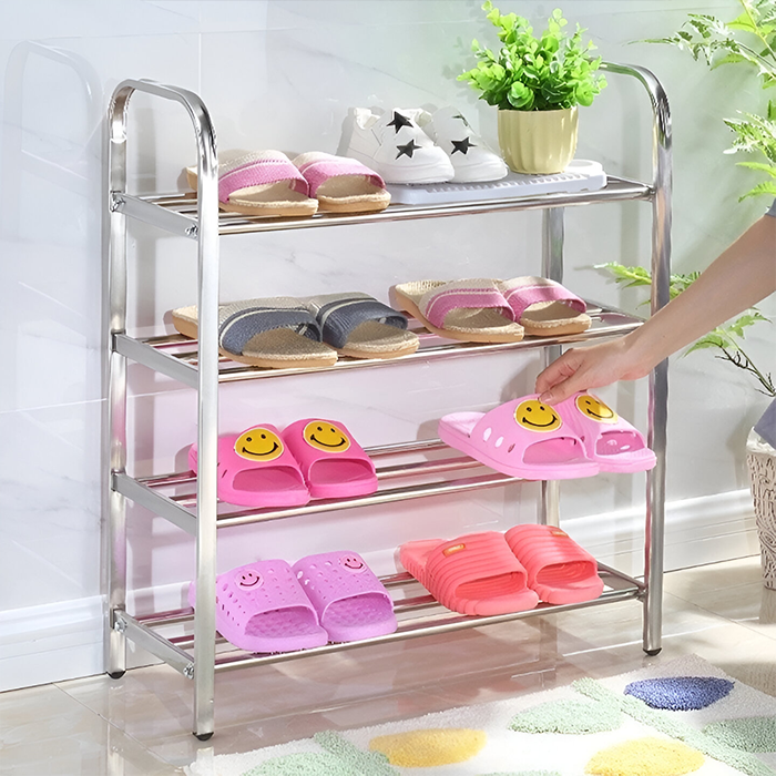 Premium 4-Layer Stylish Quick Assembly Stainless Steel Shoe Organizer For Hallway for longer use