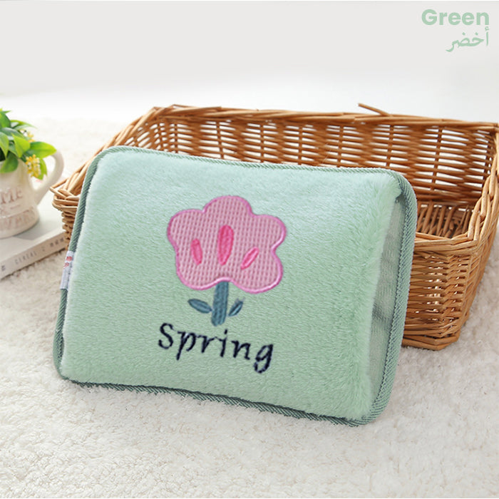 Rechargeable Electric Hot Water Bottle Hand Warmer Heater Bag for Winter green