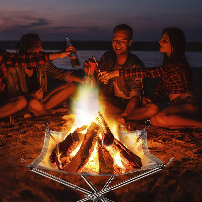 Stainless Steel Fire Pit with Carry Bag - Folding Camping Fire Stand Rack for Outdoor Cooking, Picnic.
