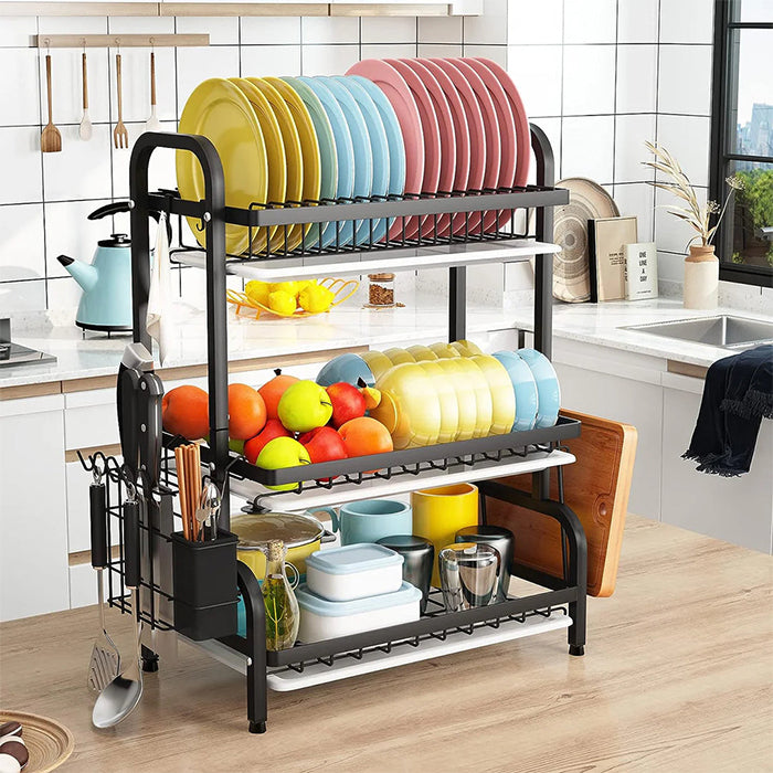 Stainless Steel Kitchen Dish Drying Rack with Drain Tray