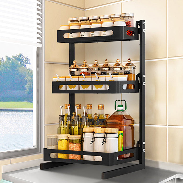 Stainless Steel Spice Rack, Kitchen Storage Countertop Organizer, Storage Basket with Cutlery Holder