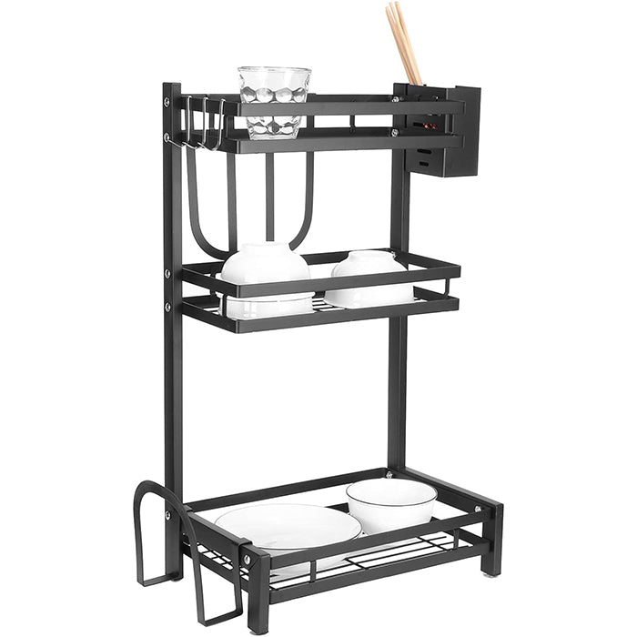 Stainless Steel Spice Rack, Kitchen Storage Countertop Organizer, Storage Basket with Cutlery Holder easy holder