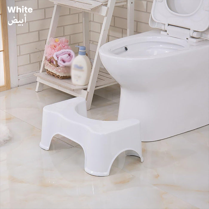 Stool for Western Toilet - Comfortable Non-Slip Squatting Toilet Bathroom Seat Foot Rest Stool White