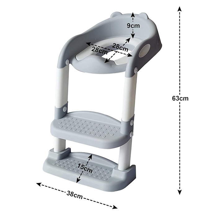 Toilet Pottya Triner Seat with Step and Ladder, Comfortable Seat, Anti‐Slip Ladder Pads dimensions